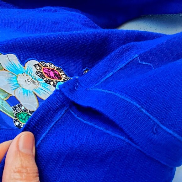 Diane Freis 80s Blue Purple Cardigan with Rhinestones L  XL  Volup Vintage NWOT - Picture 15 of 15